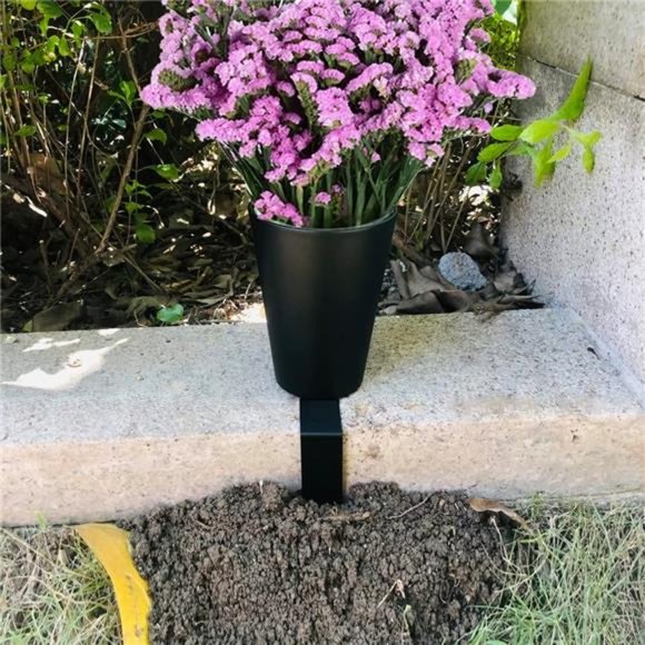 Cemetery Vase with a Stake, Cemetery Flower Vase with Floral Foam, Black - Picture 2 of 6